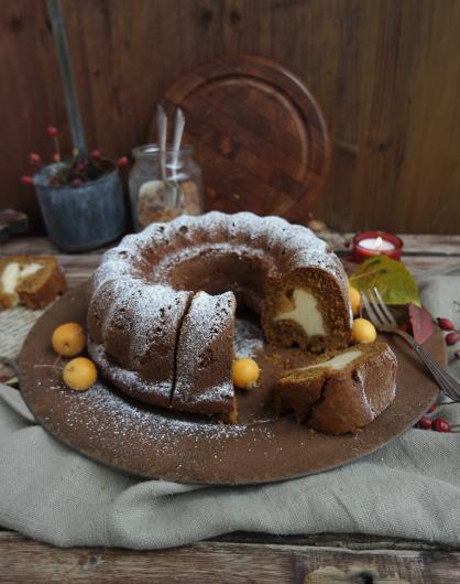 Kürbis-Ingwergugel mit Cheesecakefüllung