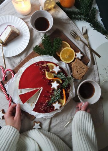 Spekulatius Cheesecake mit Glühweinguss Spekulatius Cheesecake mit Glühweinguss