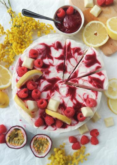 Cheescake mit Himbeeren und Maracuja